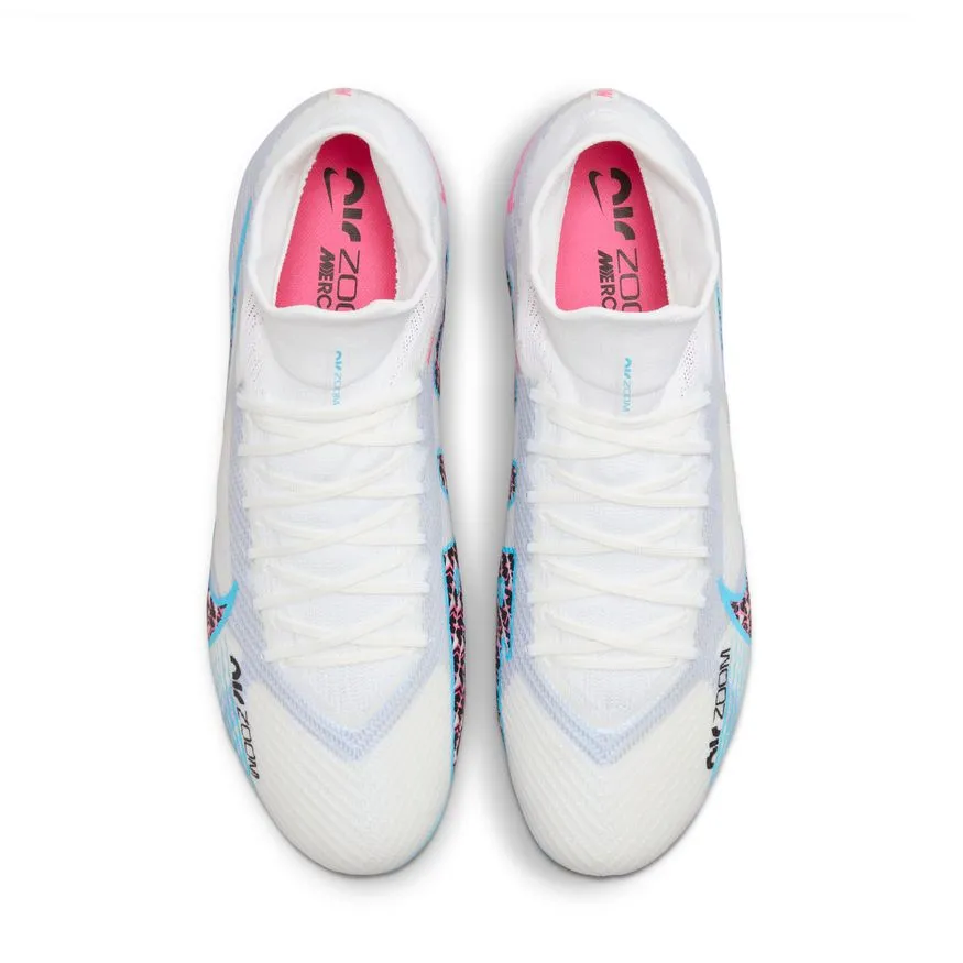 Nike Zoom Mercurial Superfly 9 Pro FG-White/Baltic Blue-Pink Blast-Indigo Haze