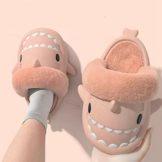 Non-Slip Furry Shark Slides