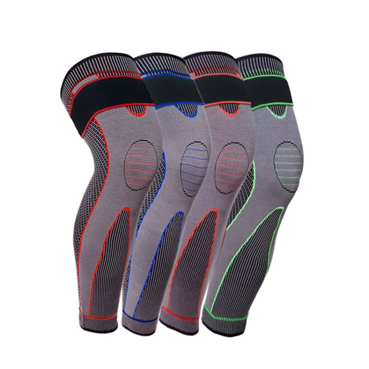 Nylon Knitted Riding Sports Extended Knee Pads, Size: L(Red Pressurized Anti-slip)