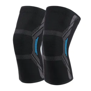 Nylon Sports Protective Gear Four-Way Stretch Knit Knee Pads, Size: L(Black Blue)