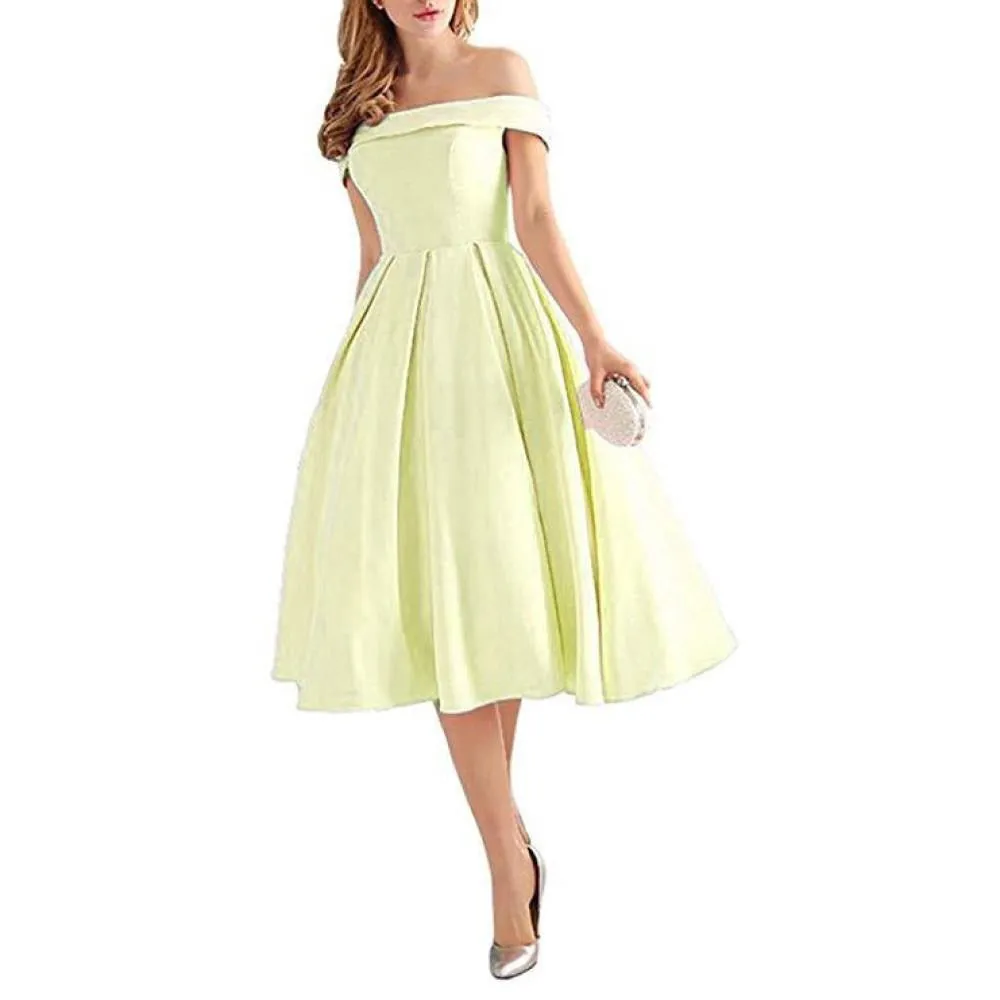 Off Shoulder Satin A Line Short Homecoming Prom Dresses Whith Pocket