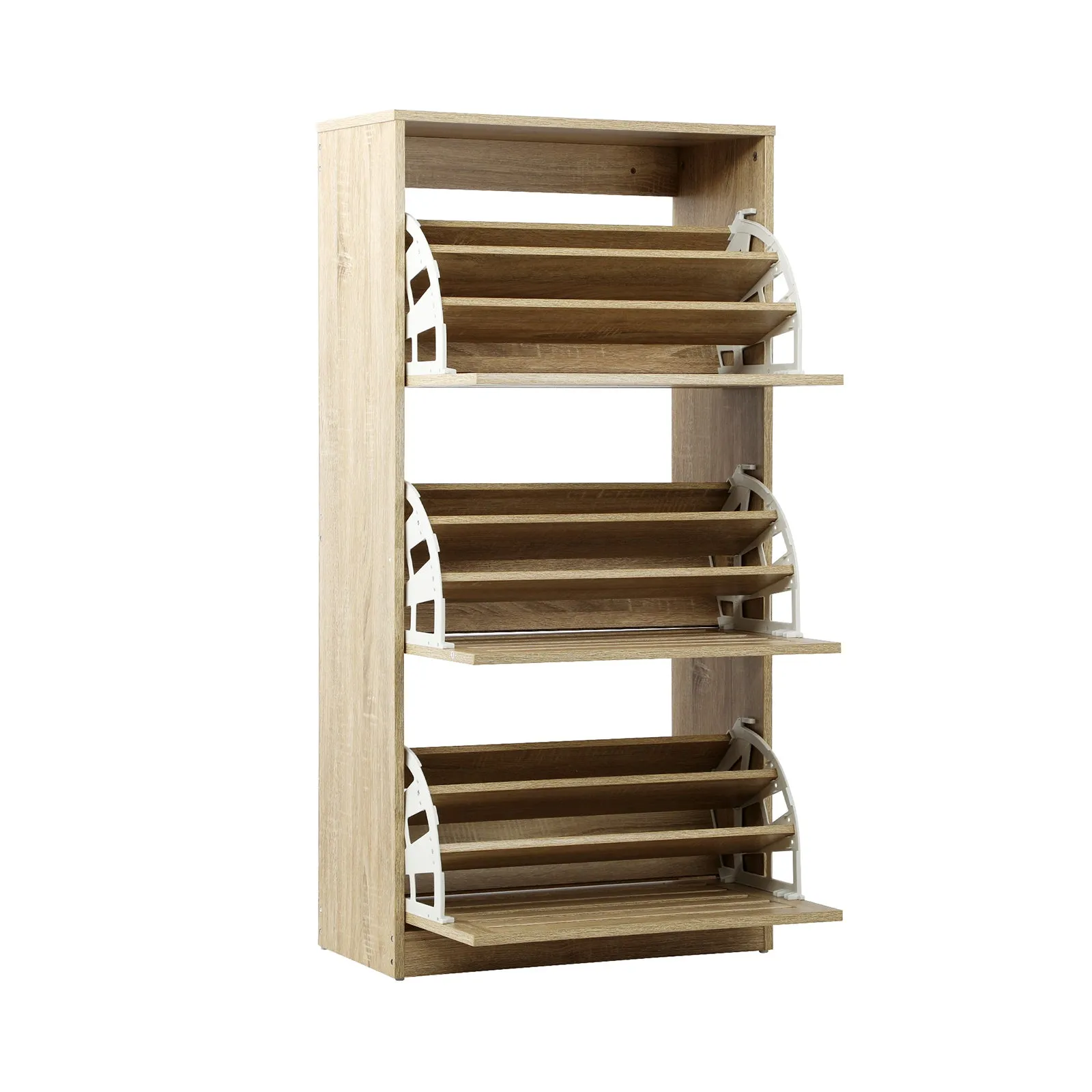 Oikiture Shoes Rack Shoe Storage Cabinet Organiser Shelf 3 Doors 45 Pairs Wooden