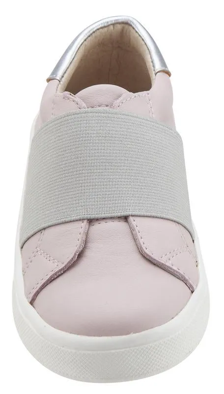 Old Soles Girl's 6018 Master Shoe Pink with Silver Wide Banded Slip On Sneaker Shoe