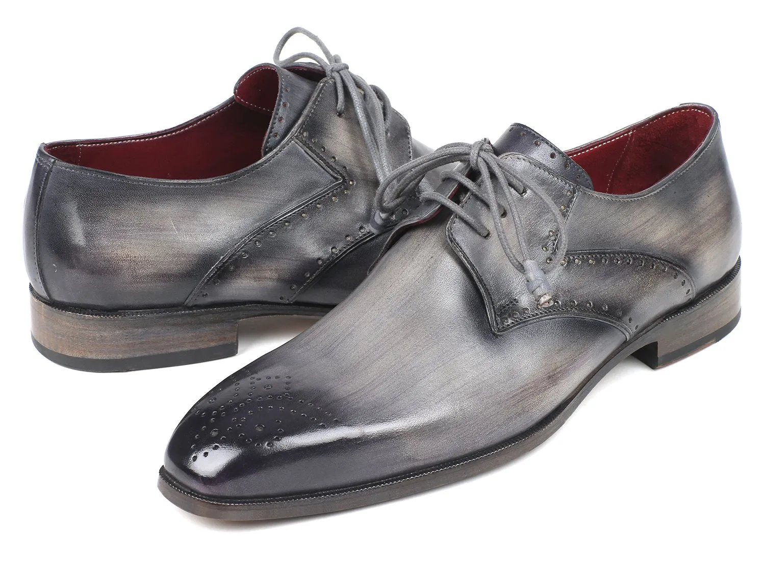 Paul Parkman Gray Medallion Derby Shoes