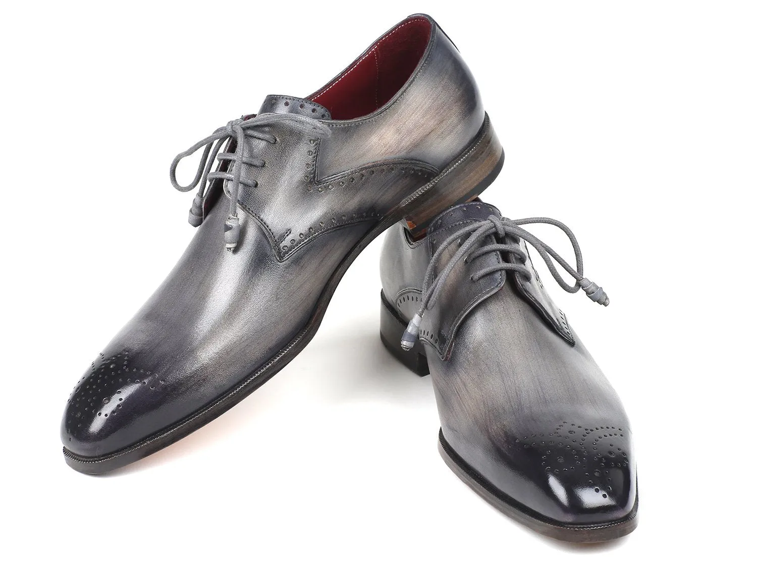 Paul Parkman Gray Medallion Derby Shoes