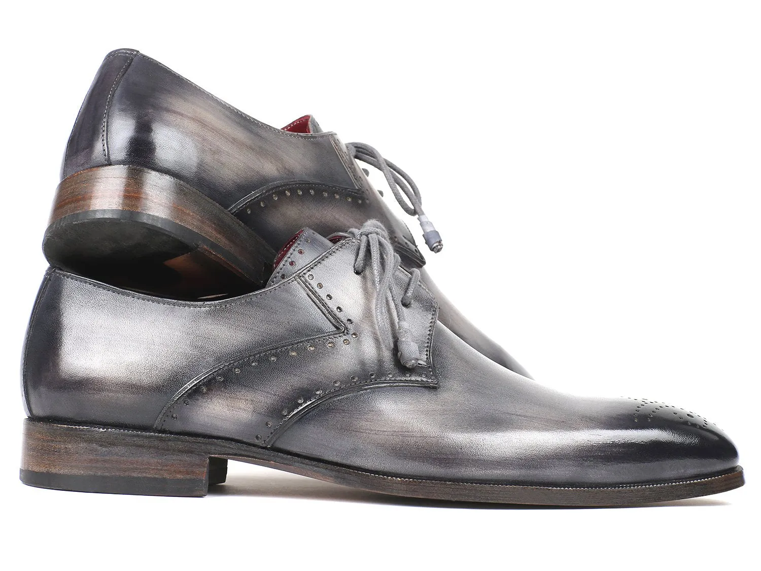 Paul Parkman Gray Medallion Derby Shoes