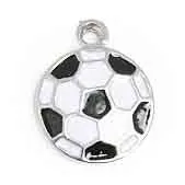 Pendant - Soccer Ball Epoxy 13mm Lead Free / Nickel Free Black/White/Silver