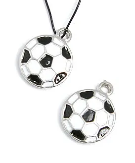 Pendant - Soccer Ball Epoxy 13mm Lead Free / Nickel Free Black/White/Silver