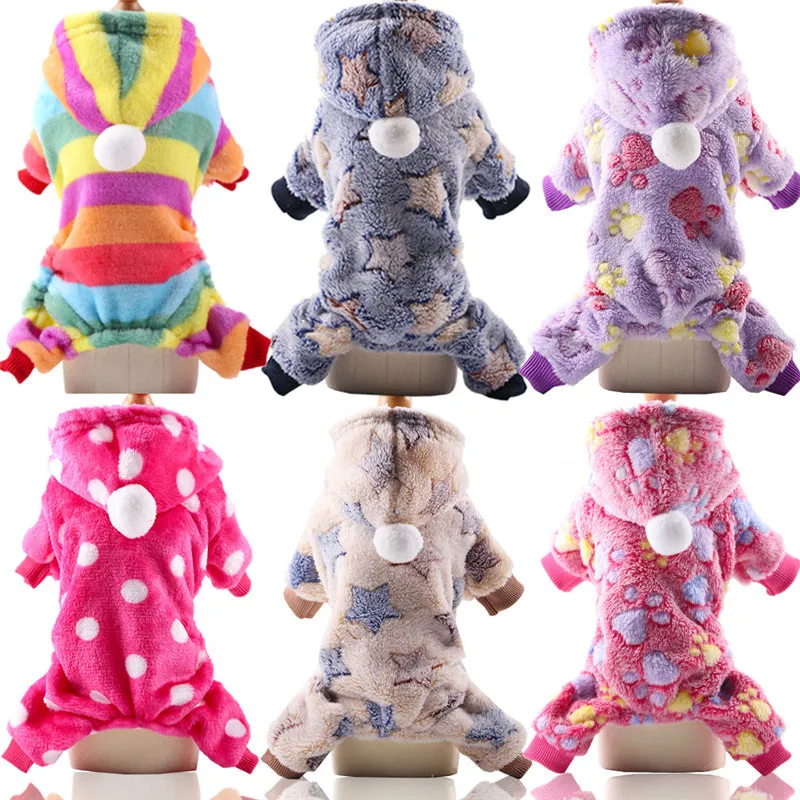 Pet Dog Pajamas Clothes Soft Warm Fleece Dogs Jumpsuits