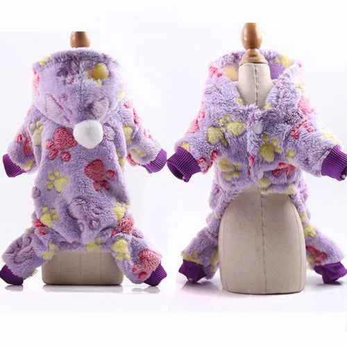 Pet Dog Pajamas Clothes Soft Warm Fleece Dogs Jumpsuits