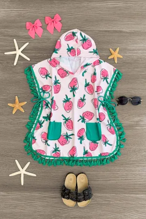 Pink & Green Strawberry Swimsuit Cover Up