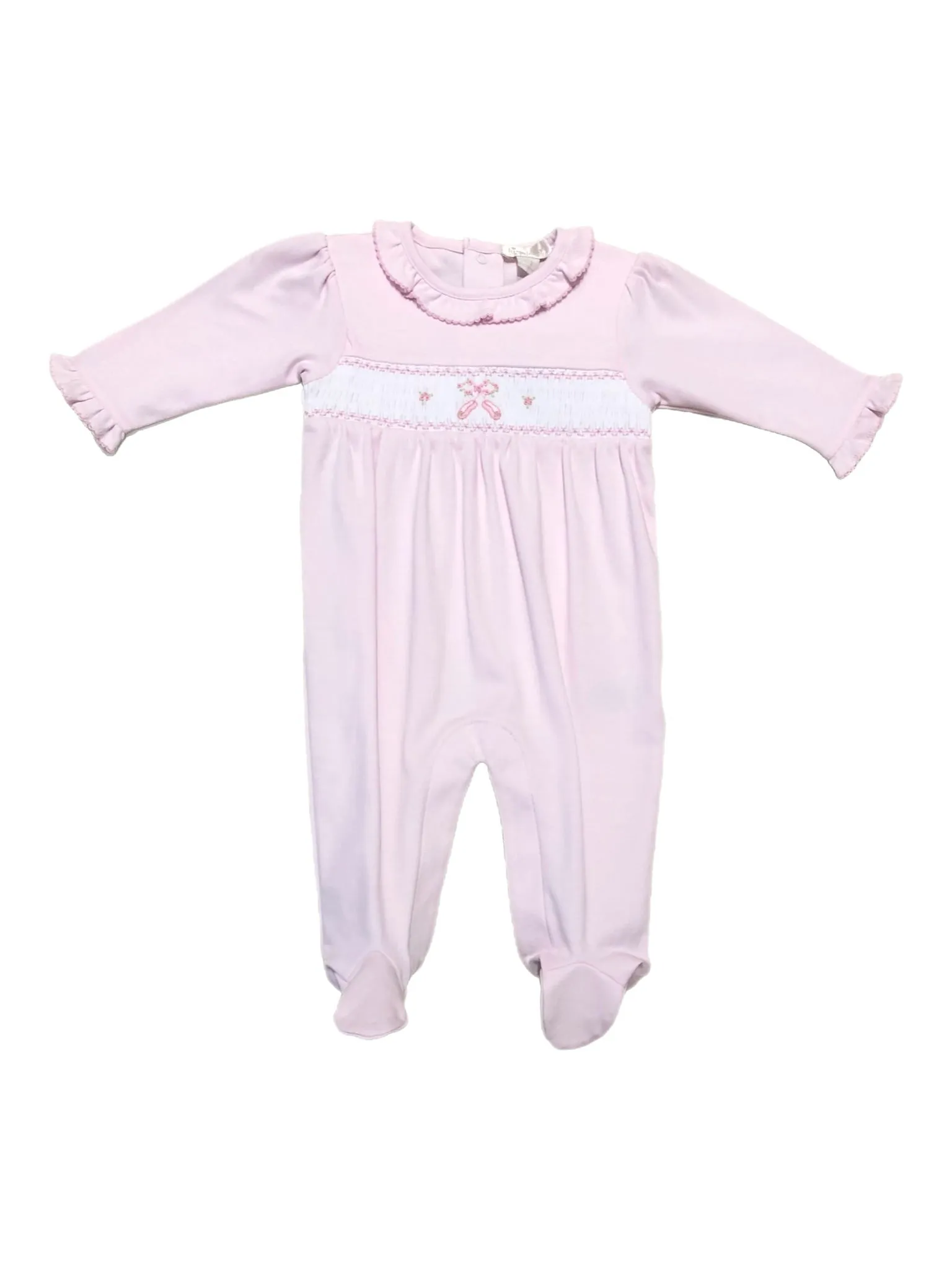 Pink Footie with Smocked Ballet Shoes