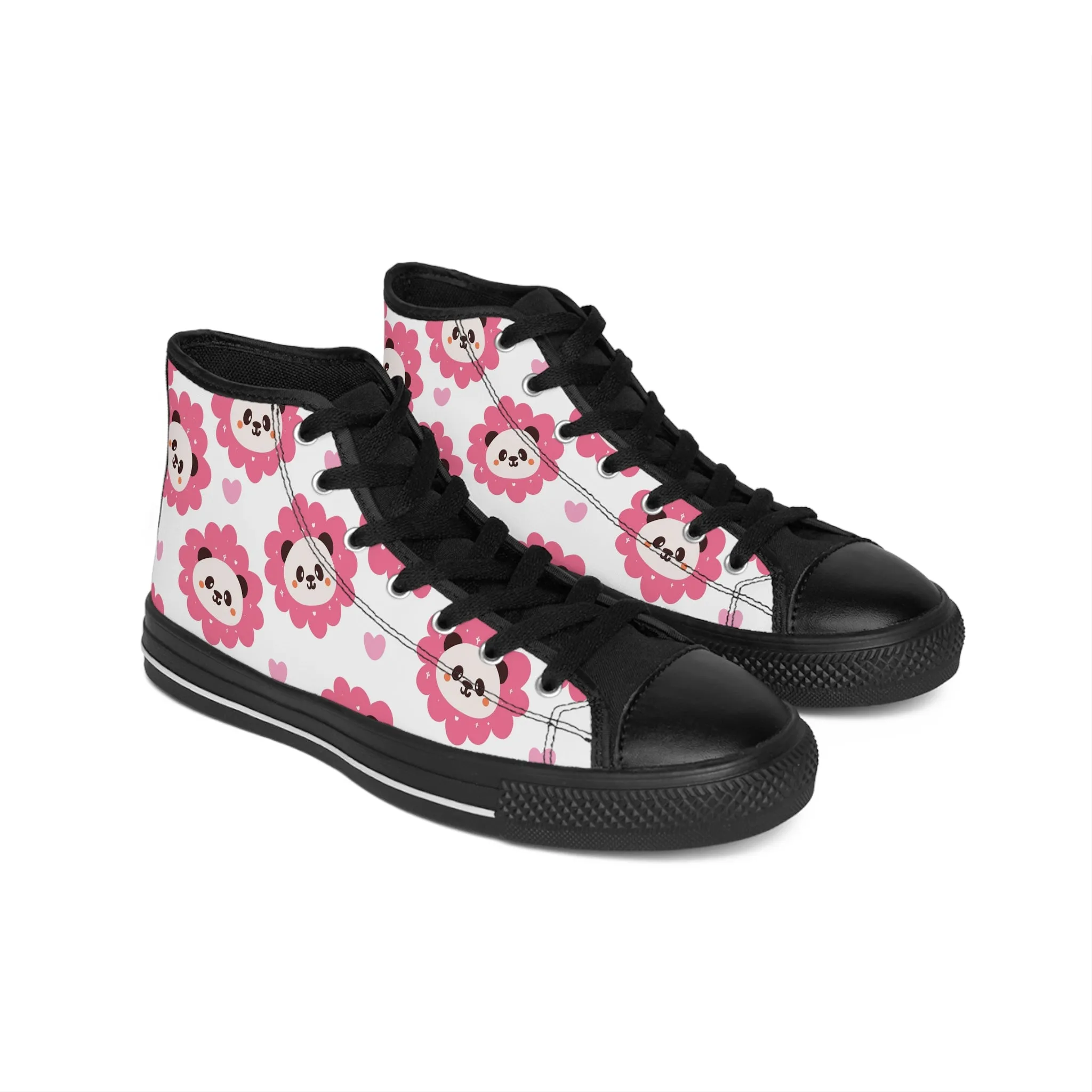 Pink Panda Pattern Women's Classic Sneakers