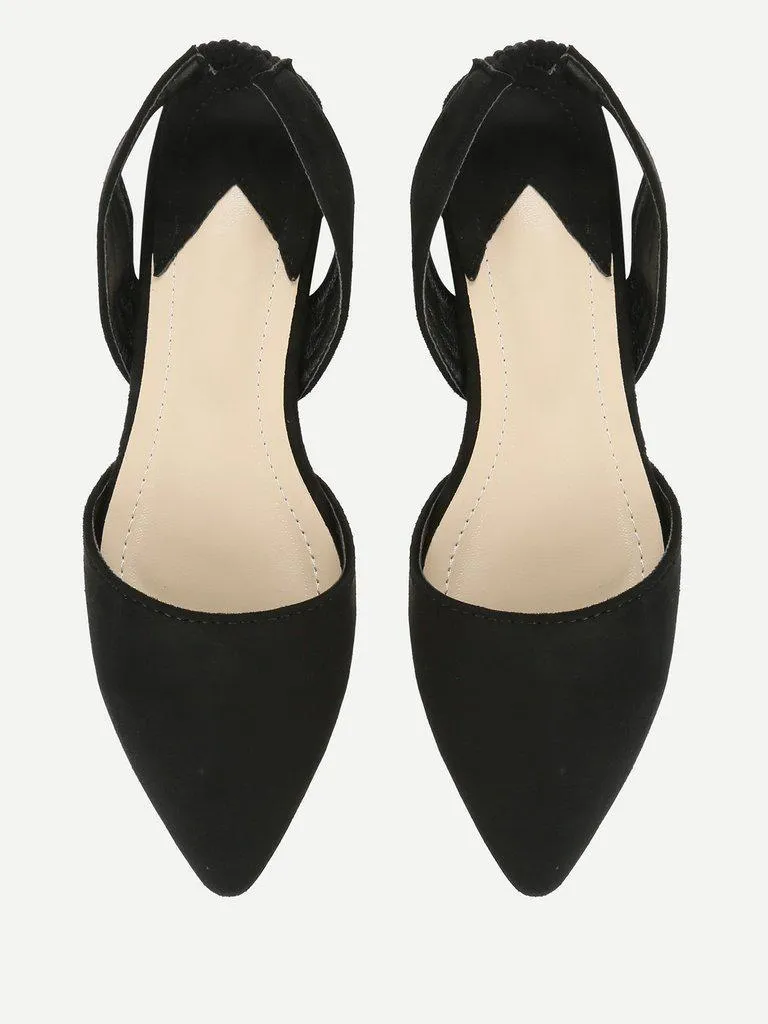 Pointed Toe Suede Slingback Flats