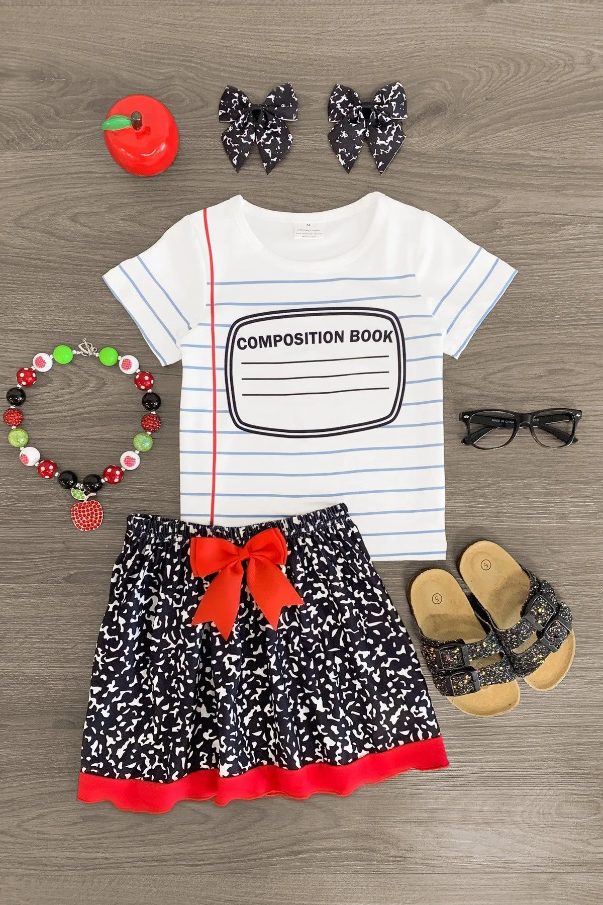 "Composition Book" Skirt Set