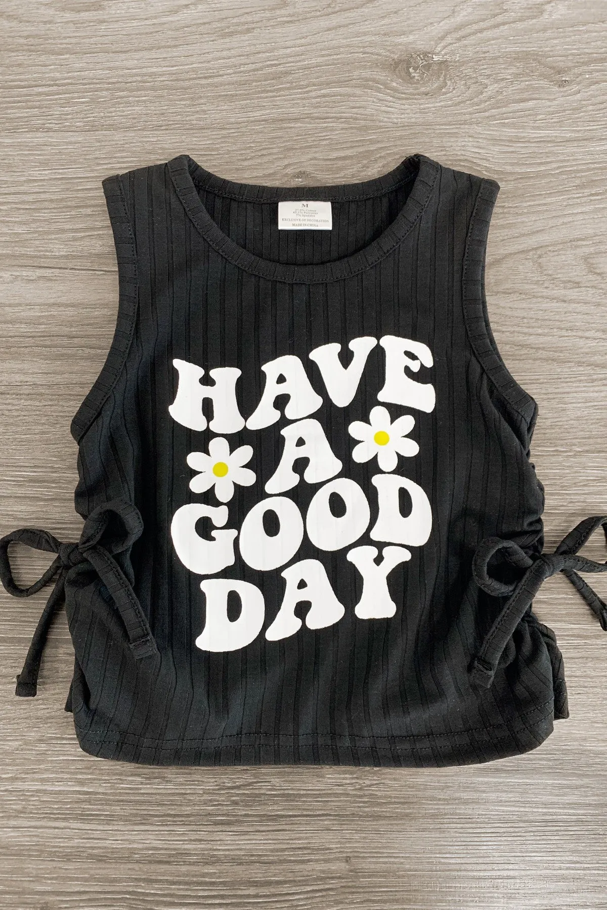 "Have A Good Day" Daisy Denim Short Set