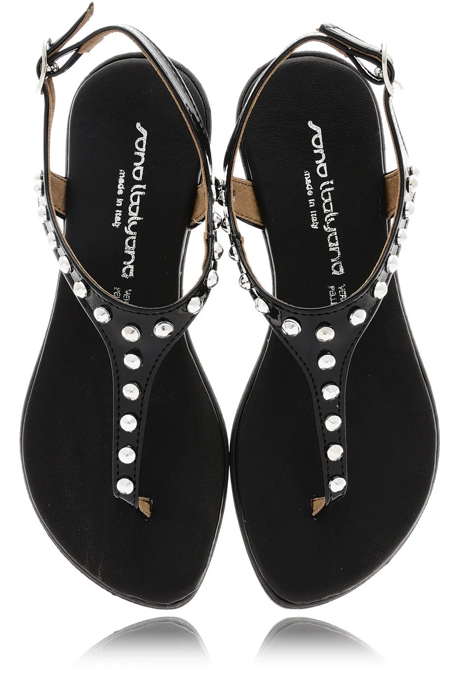 REBEKAH Black Studded Sandals