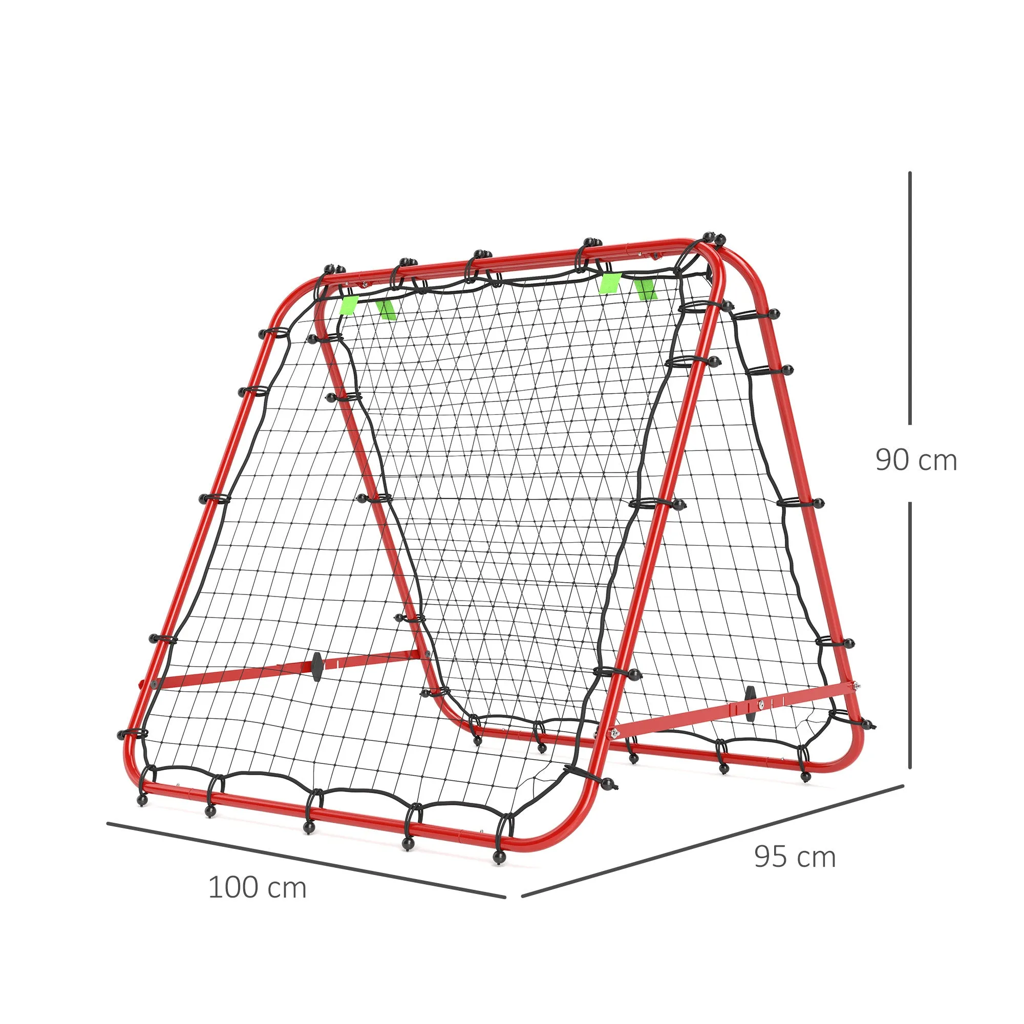 Rebounder Net Football Target Goal with Adjustable Angles, Red