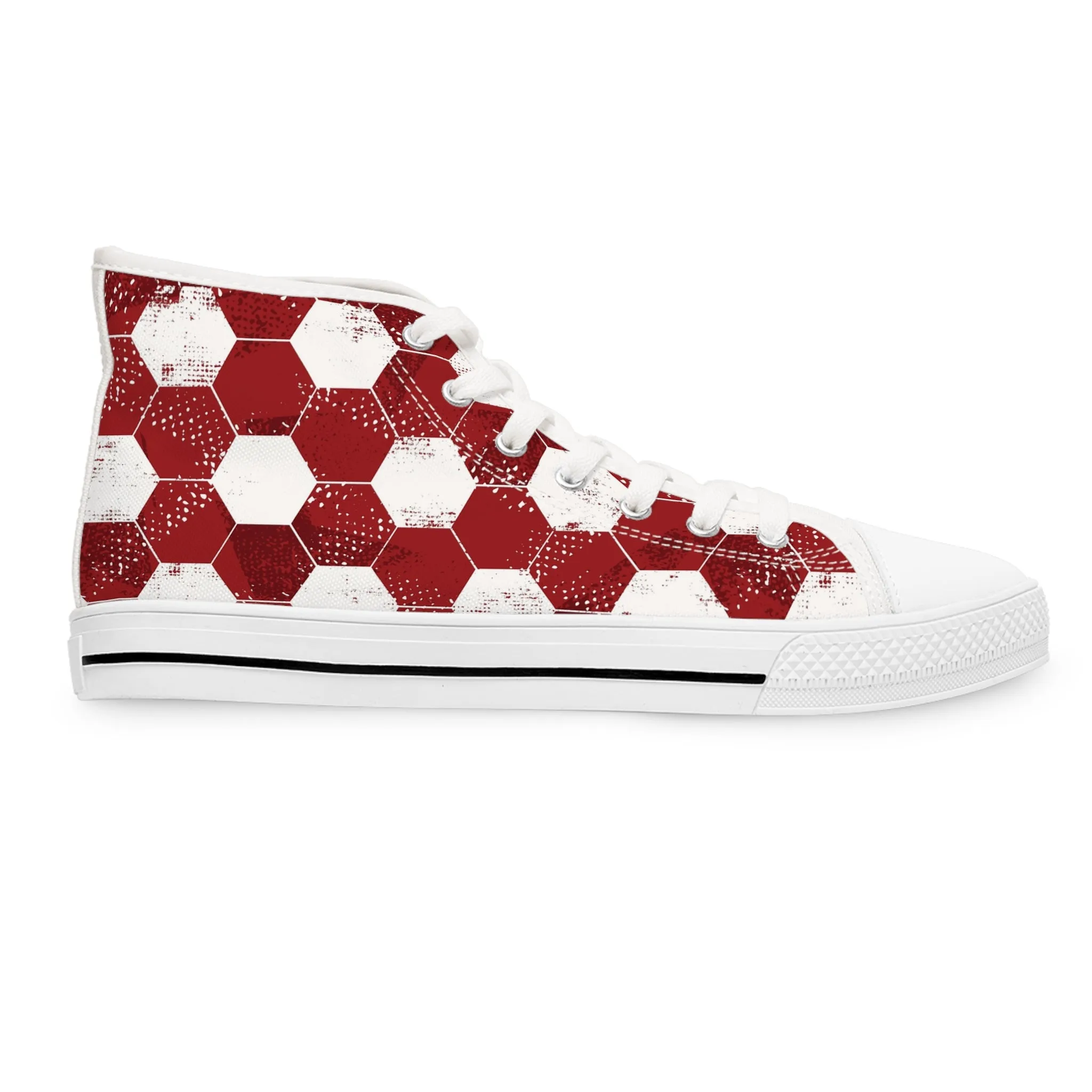 Red Soccer Ball Women's High Top Sneakers