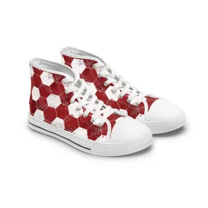 Red Soccer Ball Women's High Top Sneakers