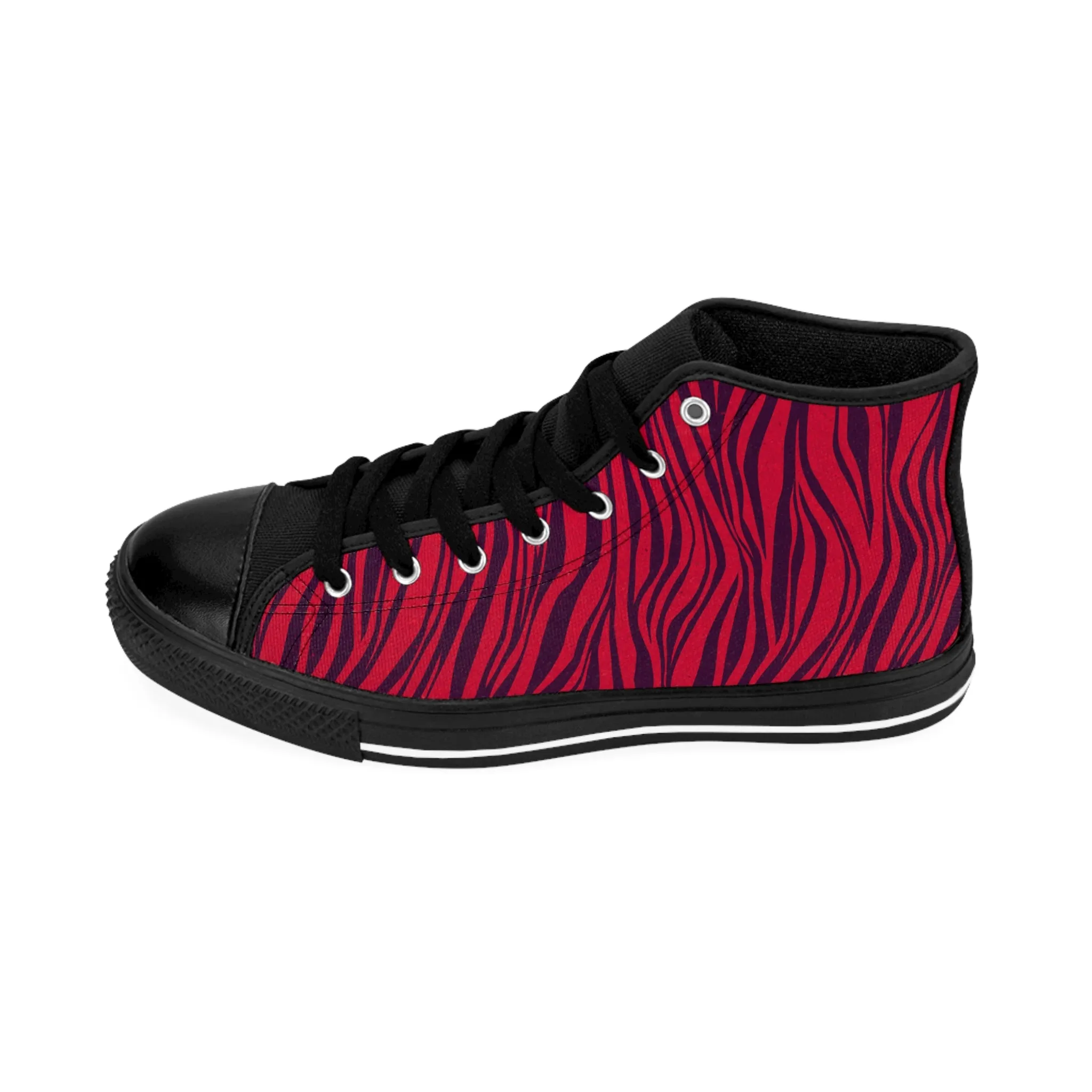 Red Zebra Stripes Women's Classic Sneakers