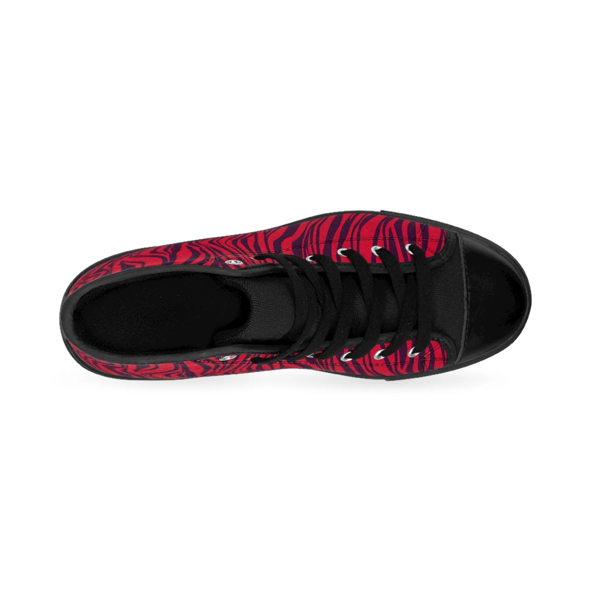 Red Zebra Stripes Women's Classic Sneakers