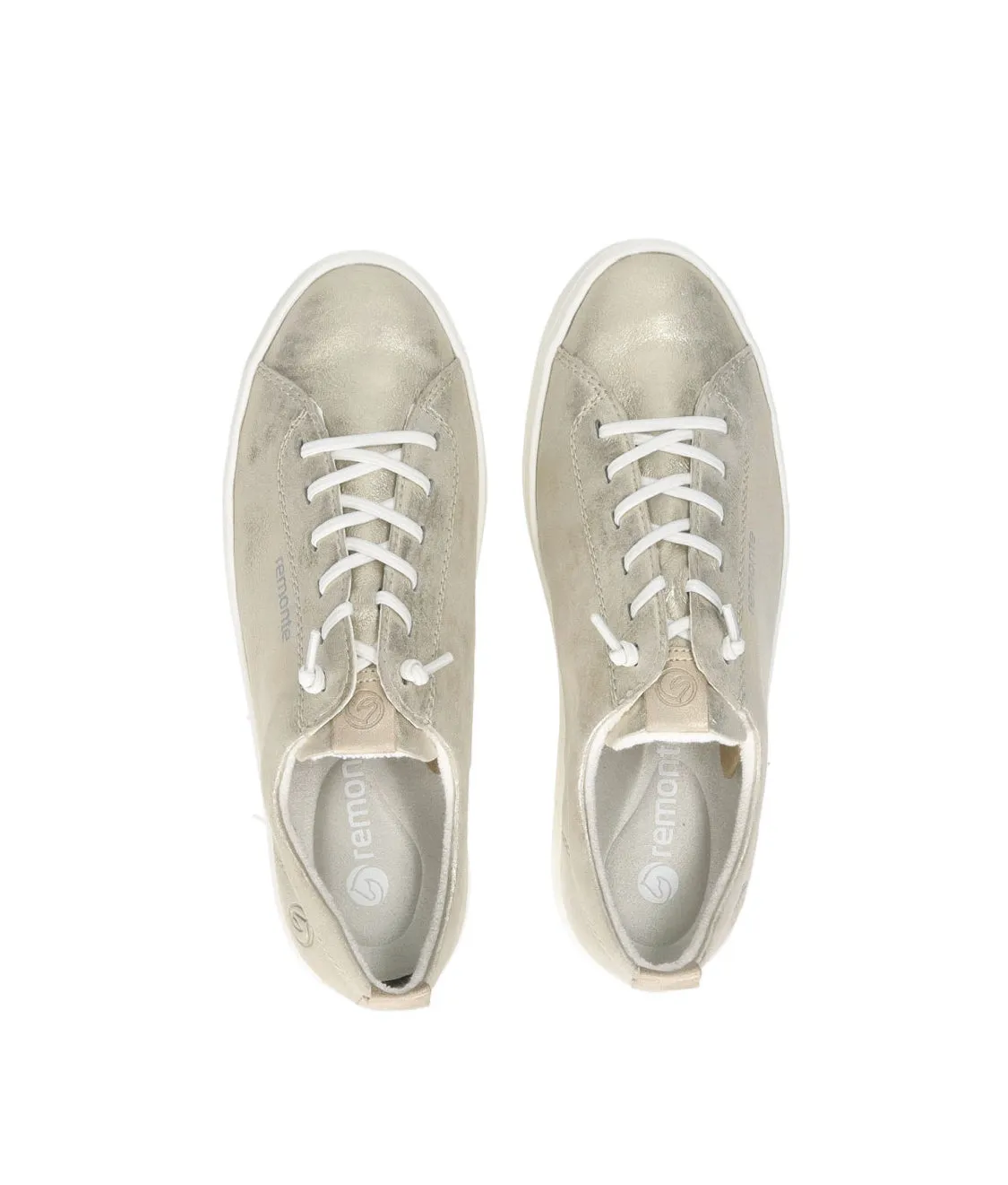 Remonte D0913-90  Muschel Gold Metallic Leather Flatform Bungie Trainers