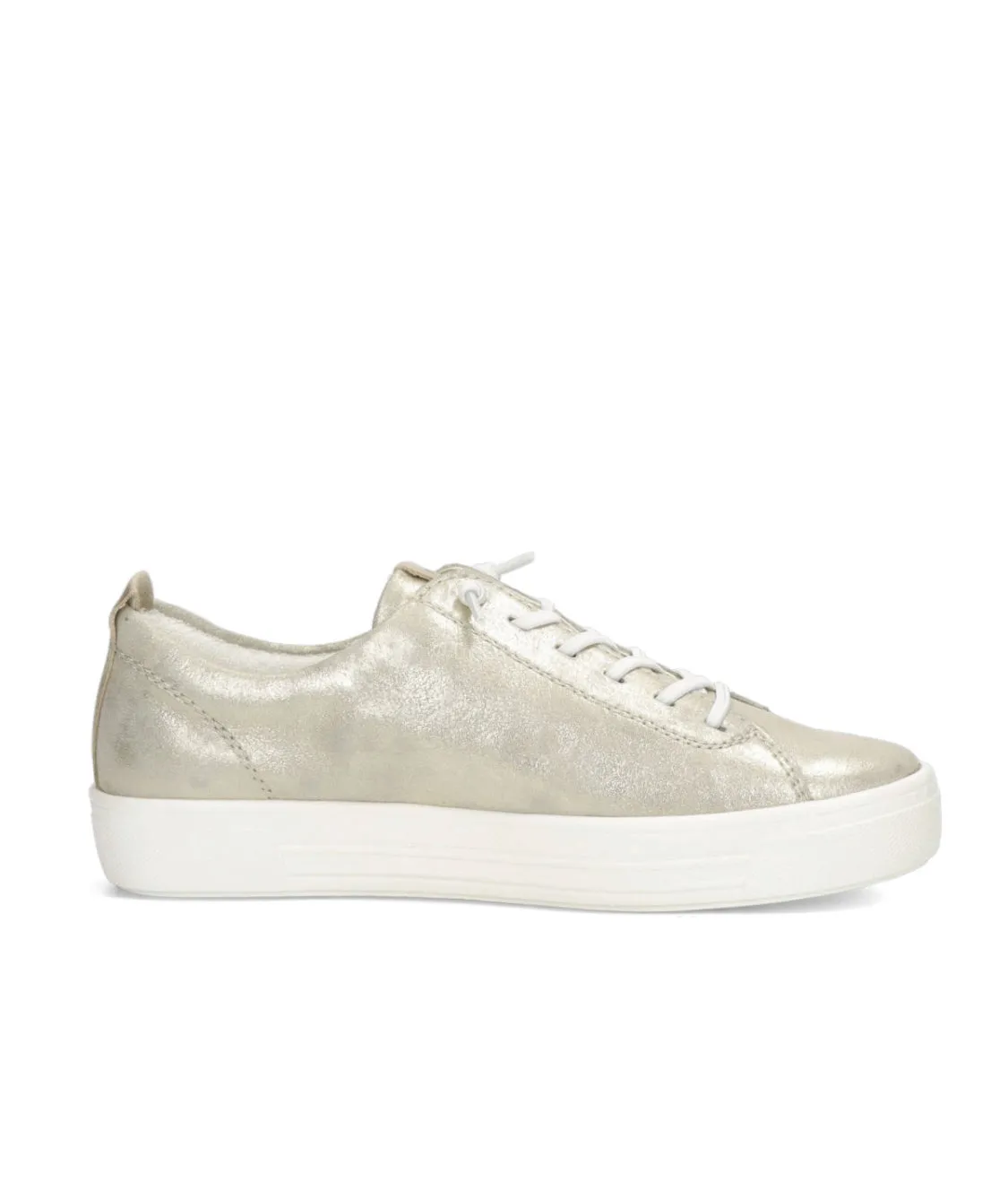 Remonte D0913-90  Muschel Gold Metallic Leather Flatform Bungie Trainers