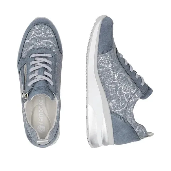 Remonte Women's Wedge Zip Sneakers- Blue