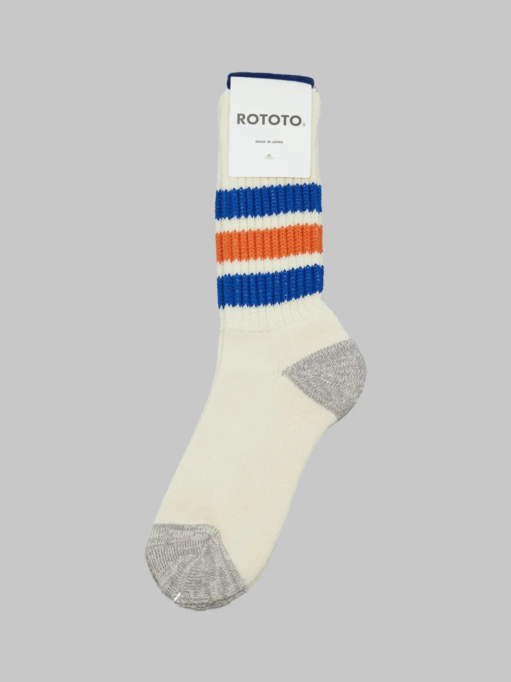 ROTOTO Coarse Ribbed Oldschool Crew Socks Blue/Orange