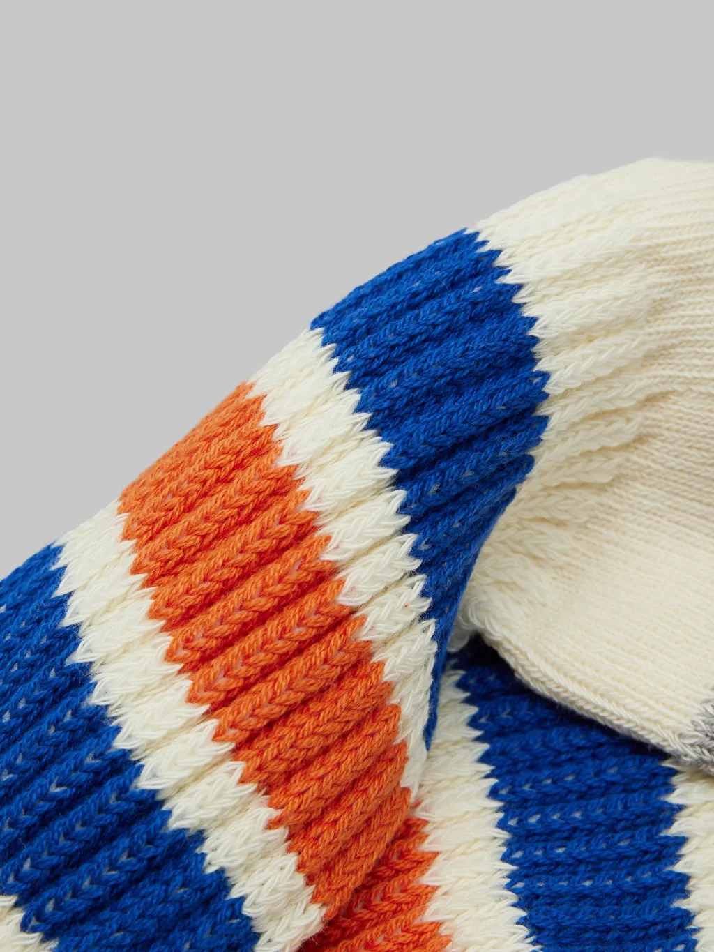 ROTOTO Coarse Ribbed Oldschool Crew Socks Blue/Orange