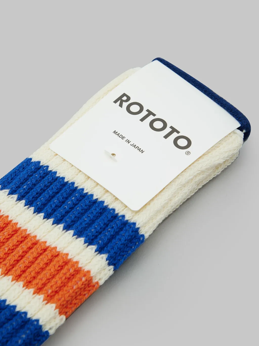 ROTOTO Coarse Ribbed Oldschool Crew Socks Blue/Orange