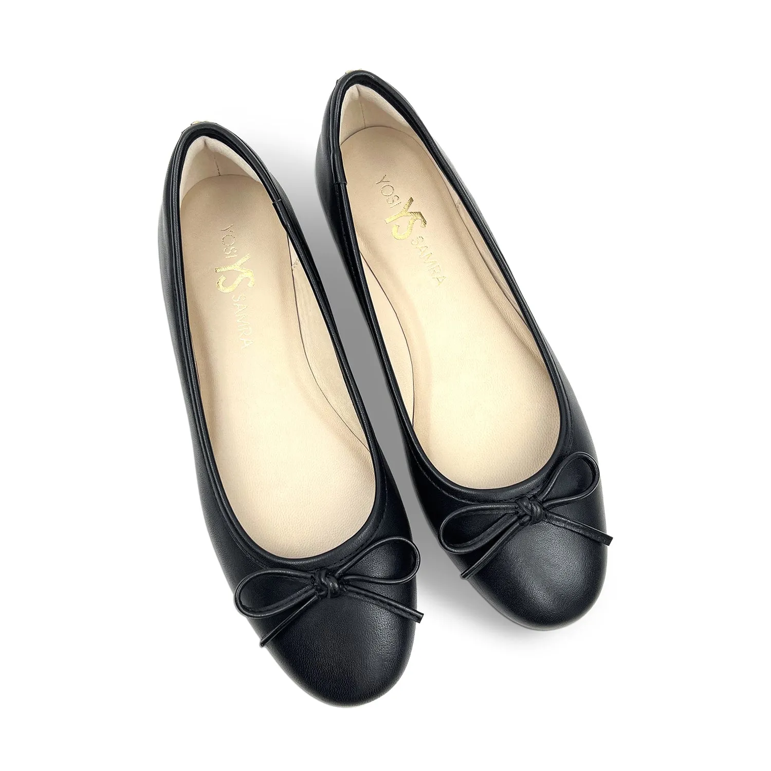 Sadie Ballet Flat in Black Leather