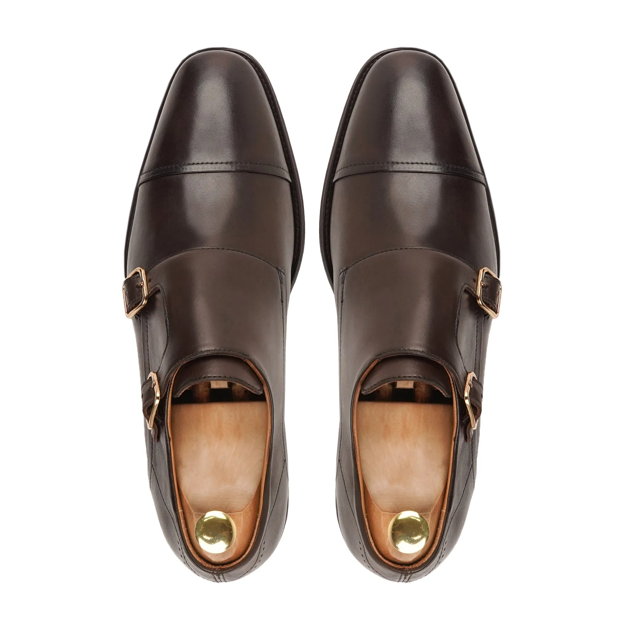 Sanford - Men's Dark Brown Calf Leather Double Monkstrap