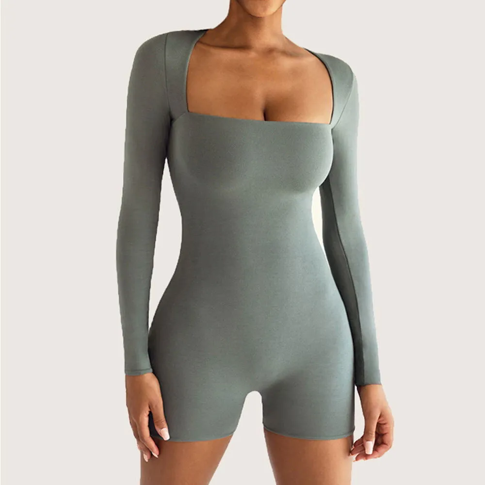 Sexy Slim Yoga Long Sleeve One Piece Ballet Dance One Piece Tight Sports Romper