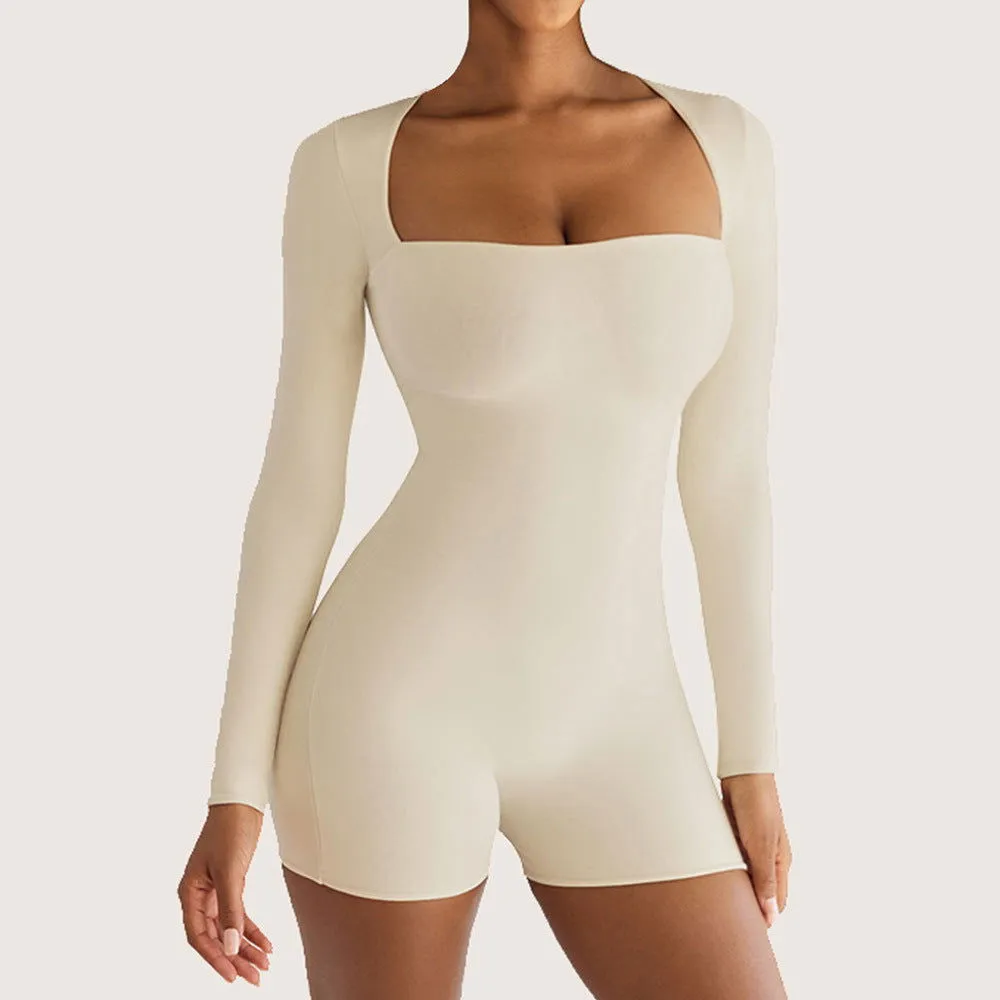 Sexy Slim Yoga Long Sleeve One Piece Ballet Dance One Piece Tight Sports Romper