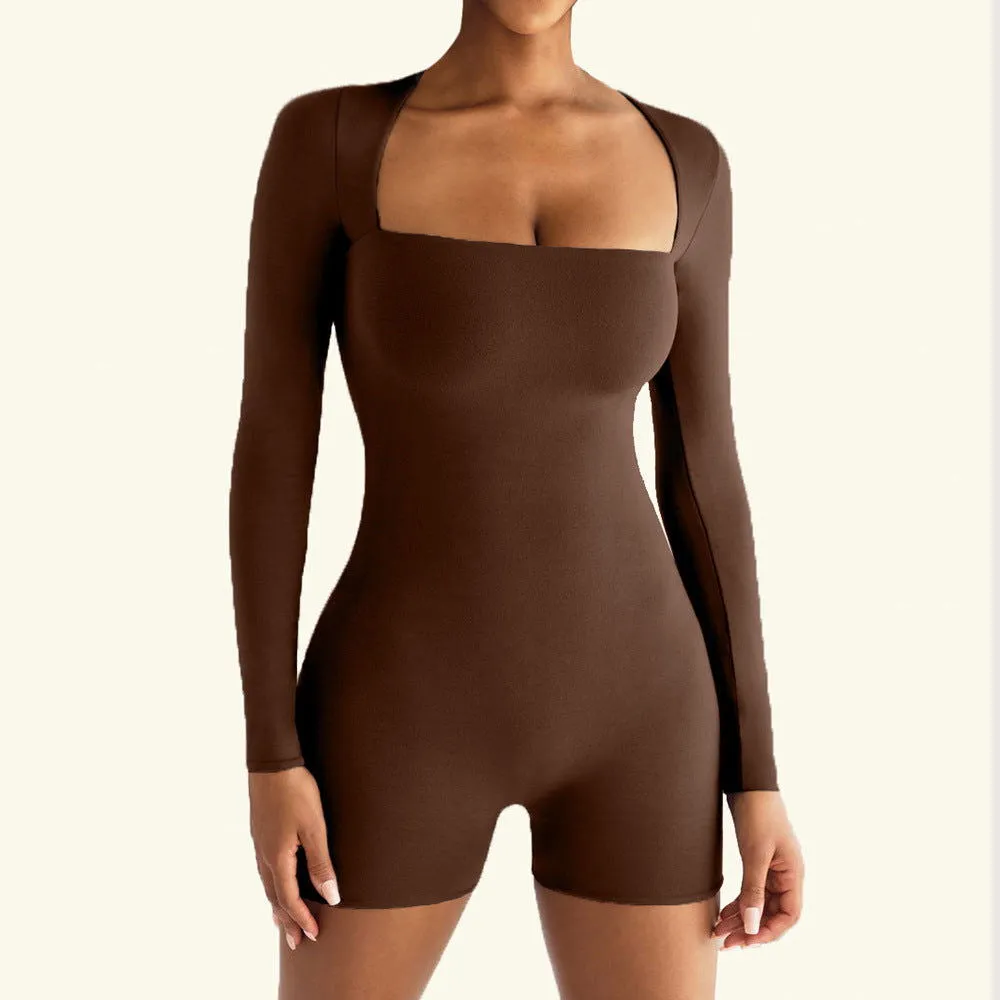 Sexy Slim Yoga Long Sleeve One Piece Ballet Dance One Piece Tight Sports Romper