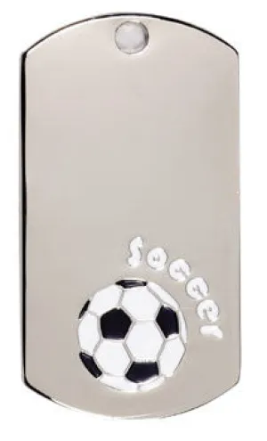 Silver Dogtags - 1-1/8 inches x 2 inches - Soccer