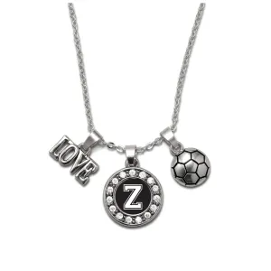 Silver Soccer - Sports Initial Z Circle Charm Classic Necklace