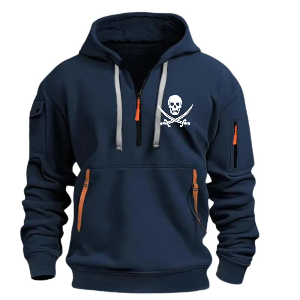 SKULL ARM POCKET ZIPPER HOODIE