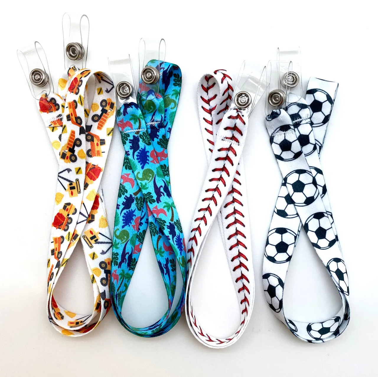 Soccer ball Face mask holder lanyard 24" long  with vinyl  snap fittings printed on 5/8" Ultra Lanyard fabric