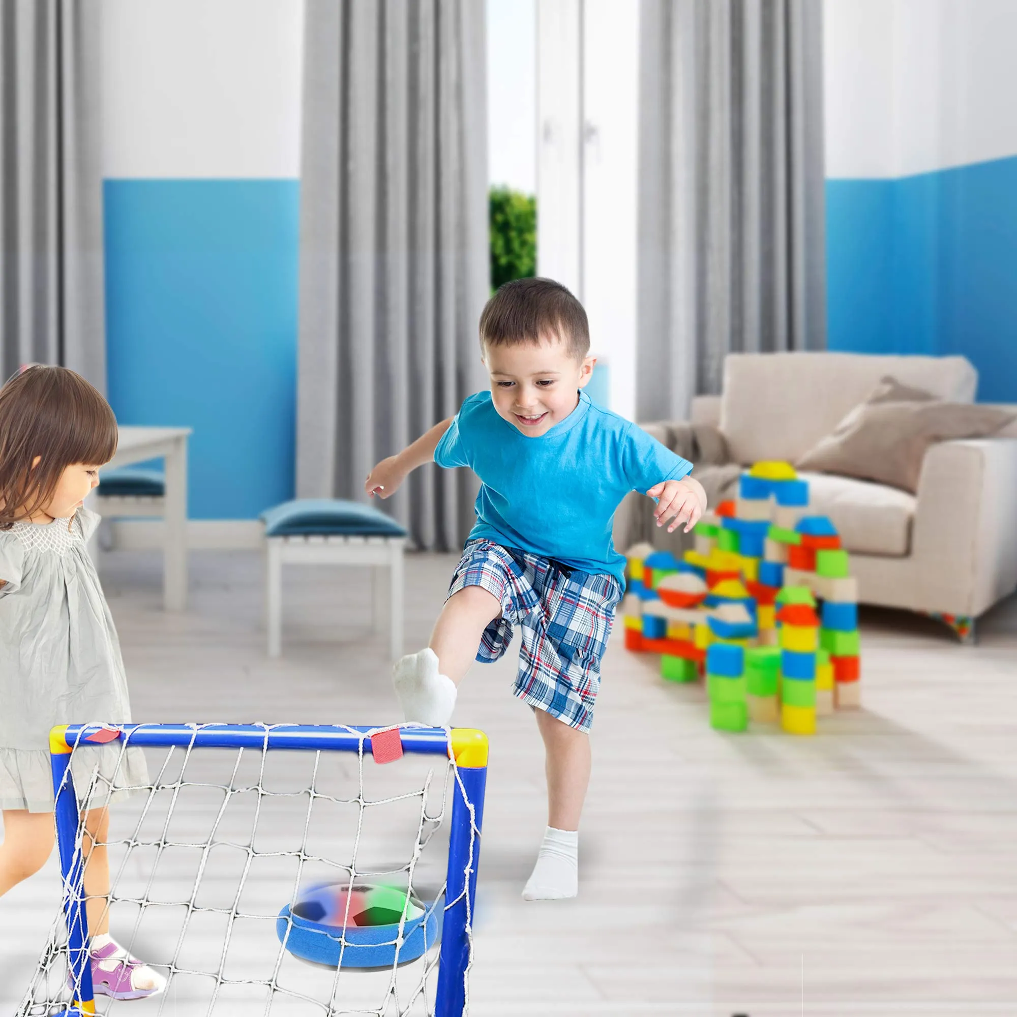 Soccer Game Indoor Sports Hover Soccer Ball with Goal Game - 1 Set