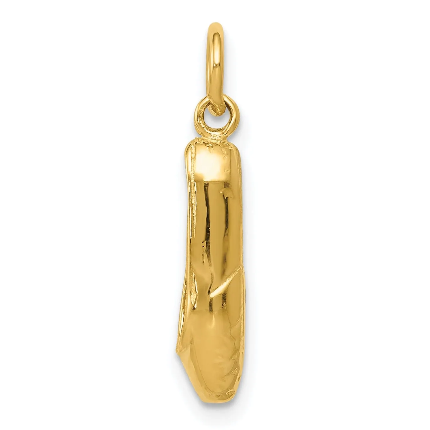 Solid 14k Yellow Gold 3D Ballet Slipper Pendant