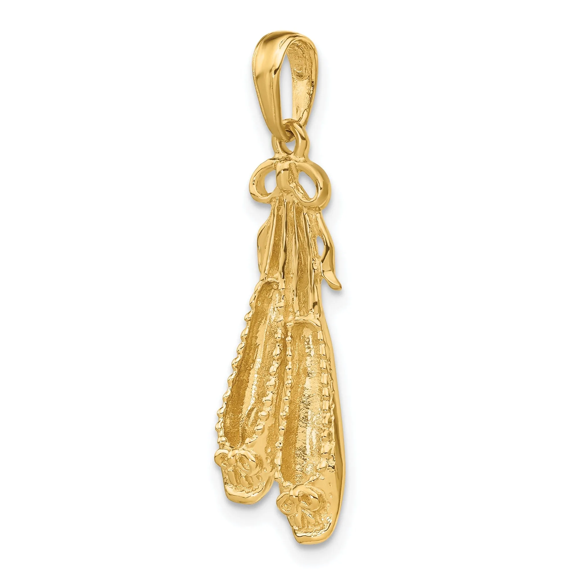 Solid 14k Yellow Gold Ballet Slippers Pendant