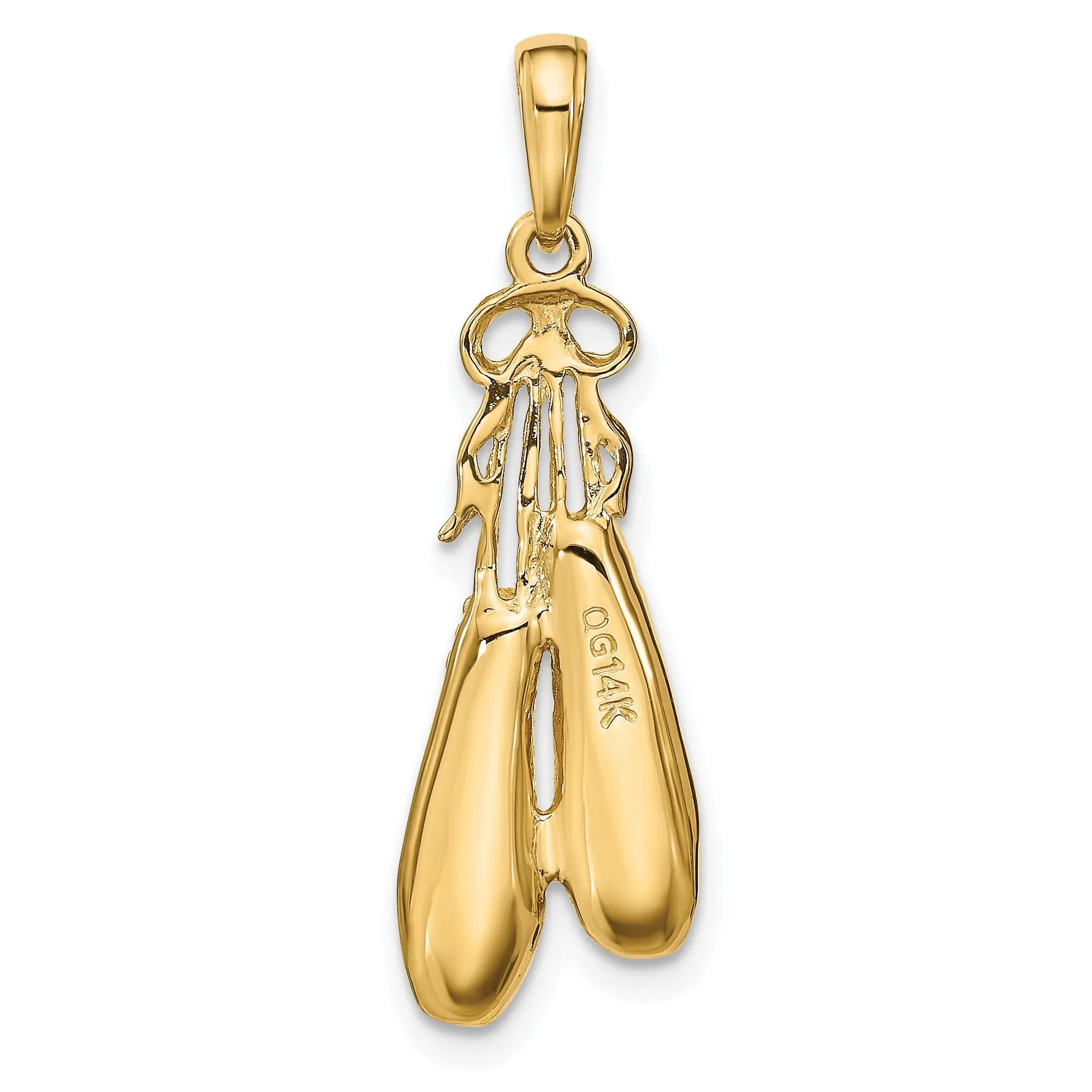 Solid 14k Yellow Gold Ballet Slippers Pendant