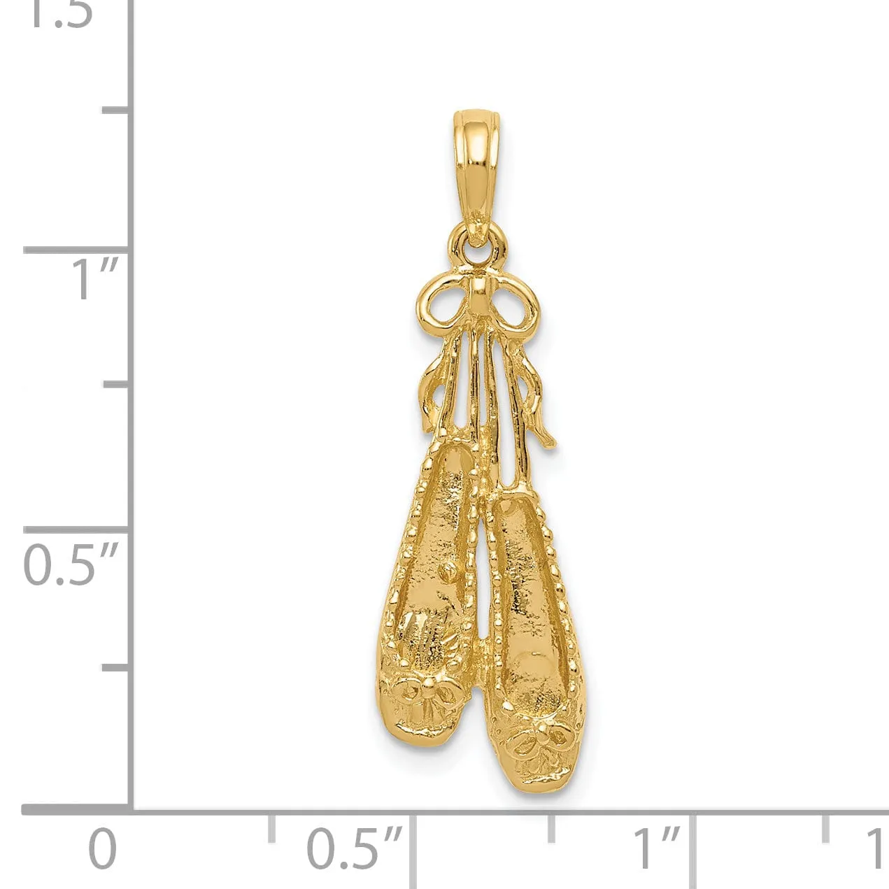 Solid 14k Yellow Gold Ballet Slippers Pendant