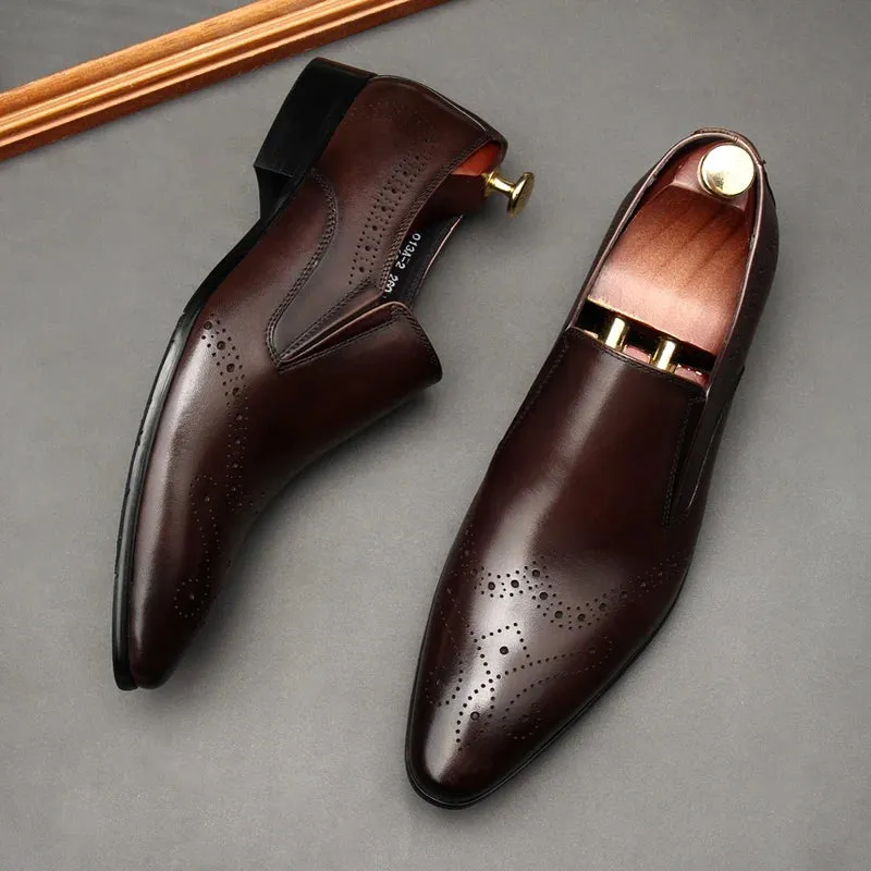 Solid Shiny Pointed Toe Loafers