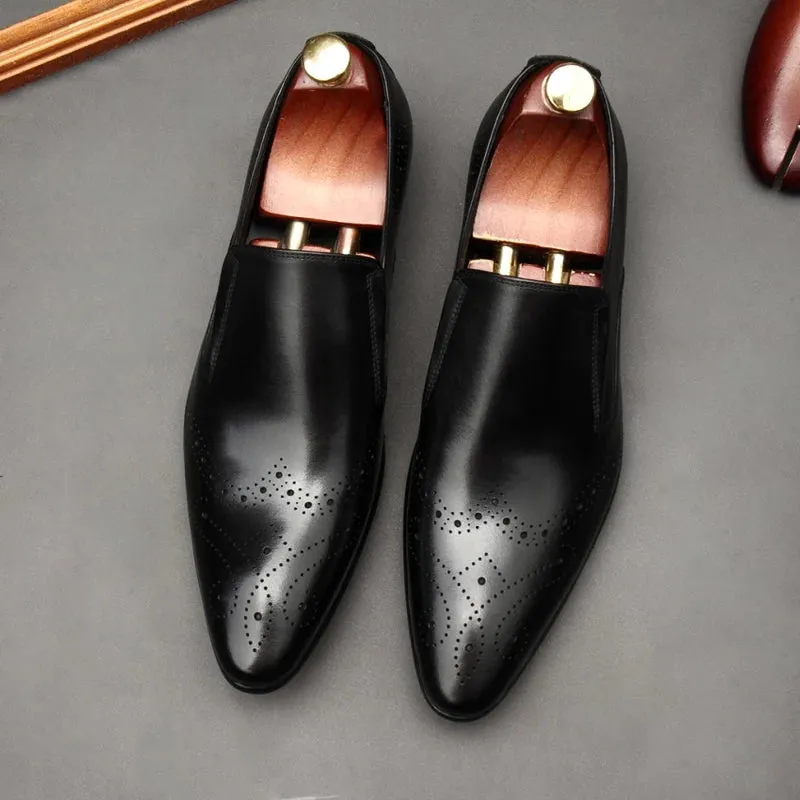 Solid Shiny Pointed Toe Loafers