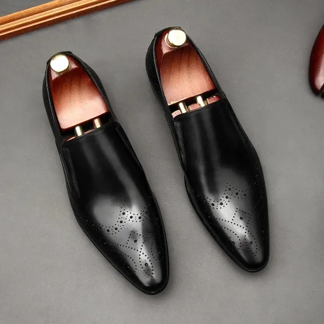 Solid Shiny Pointed Toe Loafers