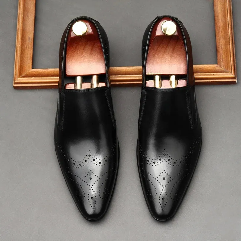 Solid Shiny Pointed Toe Loafers